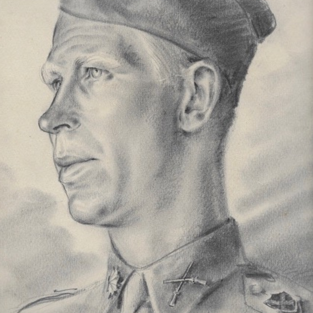 Colonel John William Carlson drawing by artist Louis Kahan